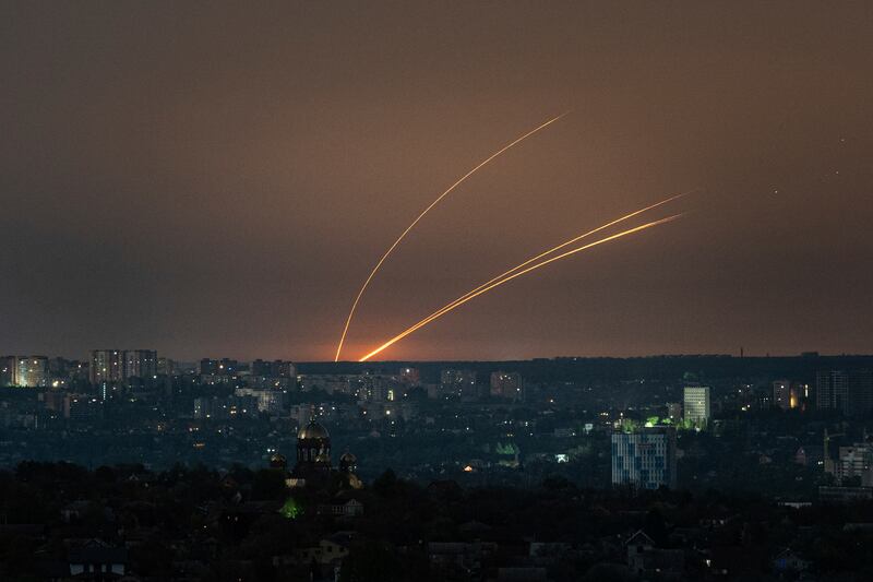 Russian rockets are launched against Ukraine from the Belgorod region. Photograph: Evgeniy Maloletka/AP