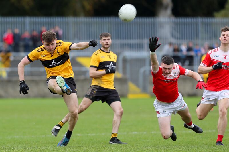 Donegal Senior Football Championship Final: St Eunan's Shane O'Donnell and Dungloe's Karl Magee. Photograph: Inpho