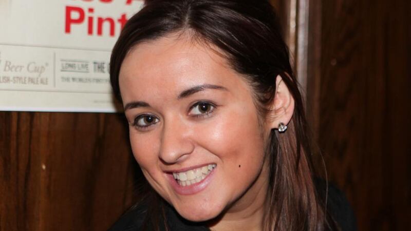 Natasha McShane who suffered a severe brain injury following the assault by Heriberto Viramontes .  Three years after the assault  she is  unable to walk without support and is barely able to talk.