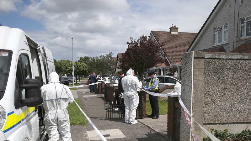 Gardaí attend after a fatal assault at a house in Willow Wood, Blanchardstown.  Photograph: Stephen Collins/Collins Photos