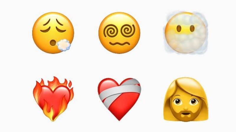 Heart-on-fire to face with spiral eyes (for some reason) are among the new emojis on Apple’s latest update to its operating system.