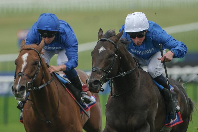 William Buick riding Ruling Court (right) to win the Betfred 2,000 Guineas at Newmarket. Photograph: Alan Crowhurst/Getty Images