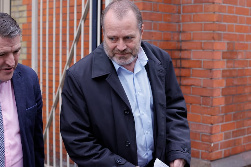 Andrew McGinley leaving the Coroners Court on Store Street. Photograph: Alan Betson / The Irish Times