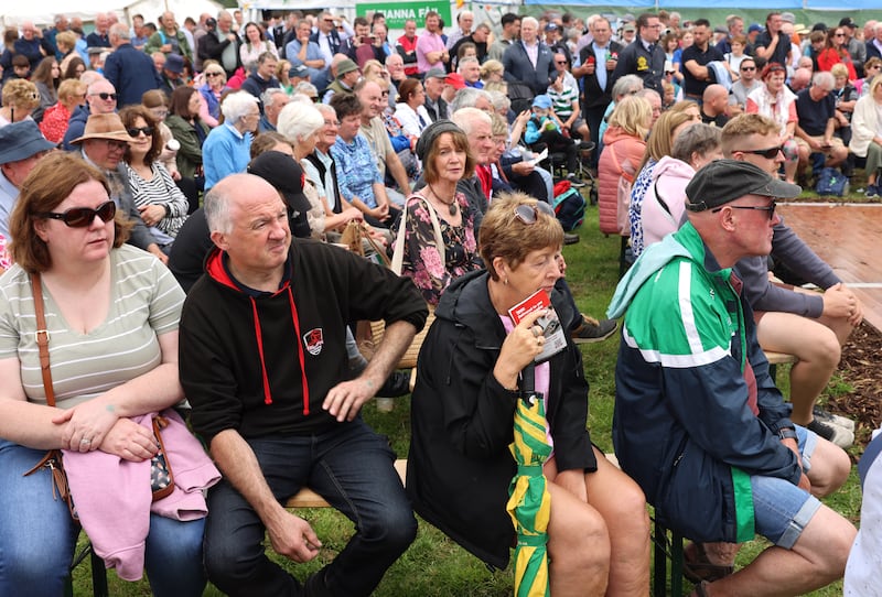 Crowds watch proceedings at the Tullamore Show. Photograph: Dara Mac Dónaill/The Irish Times