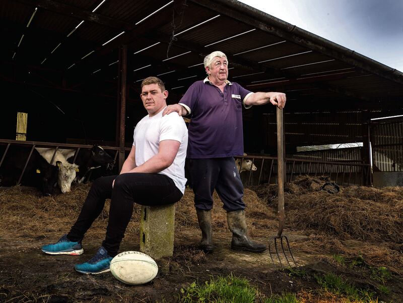Ireland Rugby World Cup Portraits 2019 Tadhg Furlong with his father James on the family farm in Co Wexford. Mandatory Credit ©INPHO/Billy Stickland