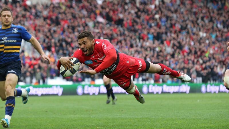 Toulon’s Bryan Habana dives over for the key try in extra time to send Leinster out of the Champions Cup in 2015. Photograph: Billy Stickland/Inpho