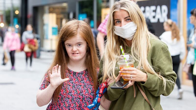 Casey Hatton and her sister Lyndsey from Dublin. Photograph: Tom Honan