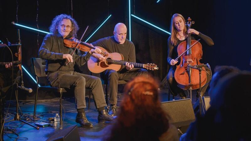 Martin Hayes, Dennis Cahill and Kate Ellis at the Irish Arts Center