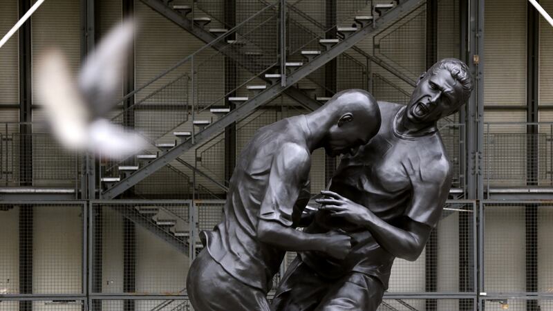 A bronze sculpture at the  Centre Pompidou in Paris depicting the incident. Photograph: Getty Images