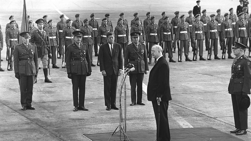 President Éamon de Valera welcomes US president John F Kennedy to Ireland on June 26th, 1963.