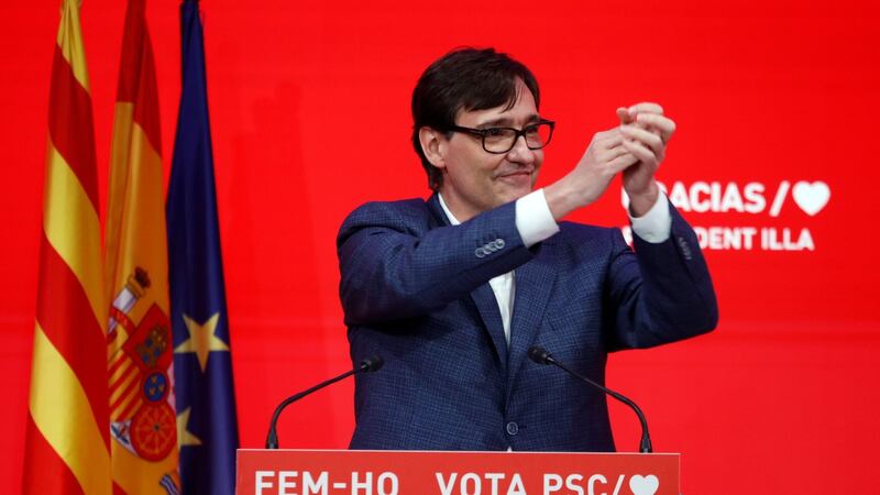 Socialist party candidate. Photograph:  Cristina Diestro/Socialist Party of Catalonia/AFP via Getty Images