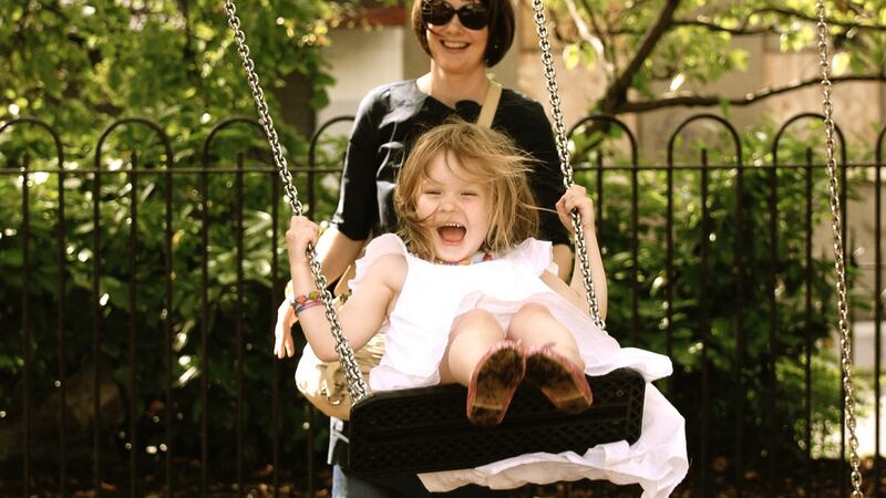 Keelin Shanley in Harold’s Cross playground with her daughter Lucy