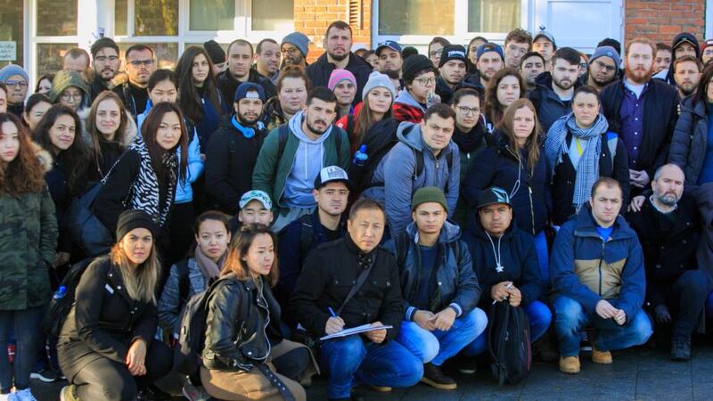 Students and teachers at Grafton College in Portobello, Dublin, on December 3rd, after learning of its closure. Photograph: Gareth Chaney/Collins