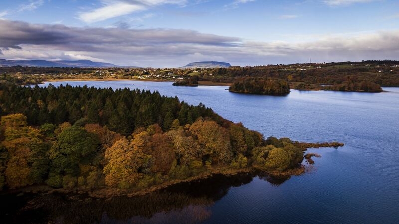 Lough Gill and Dooney forest – Knocknarea mountain is on the horizon.