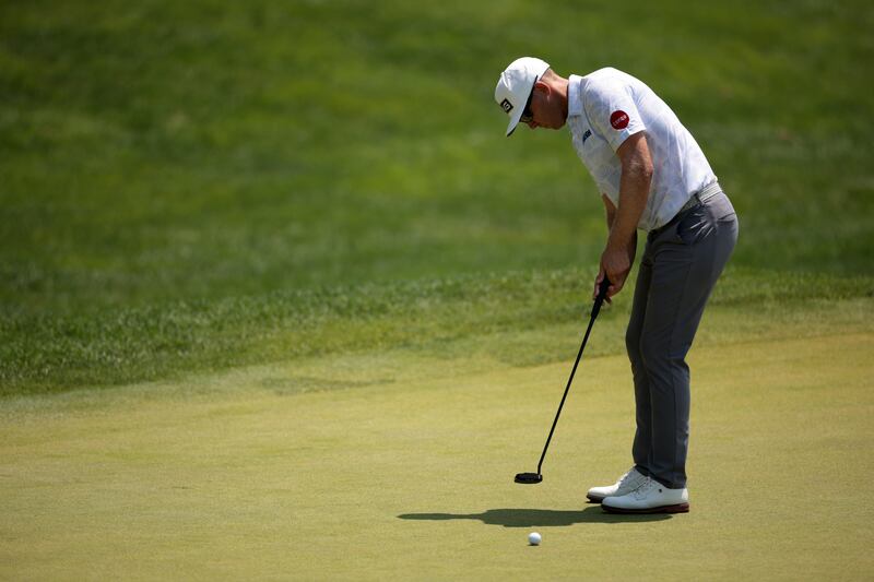 Séamus Power putts on the 18th green during the first round of the Travelers Championship. Photograph: James Gilbert/Getty Images