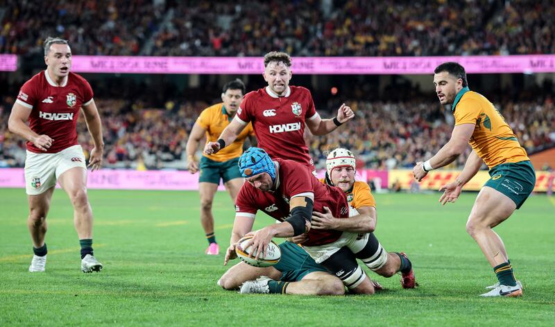 Tadhg Beirne scores the Lions' fourth try at the MCG. Photograph: Dan Sheridan/Inpho