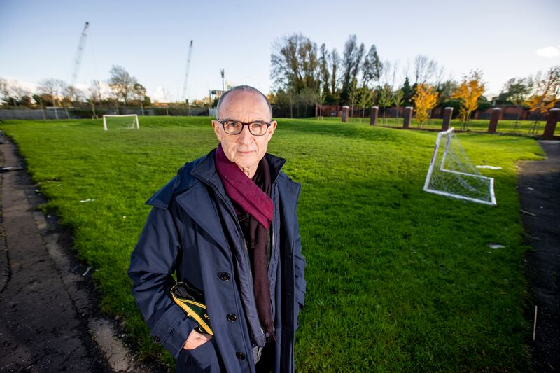 Martin O'Neill, just off Distillery Street in Belfast, close to the site of the former Grosvenor Park, where Distillery used to be based. Photograph: Liam McBurney/The Irish Times
