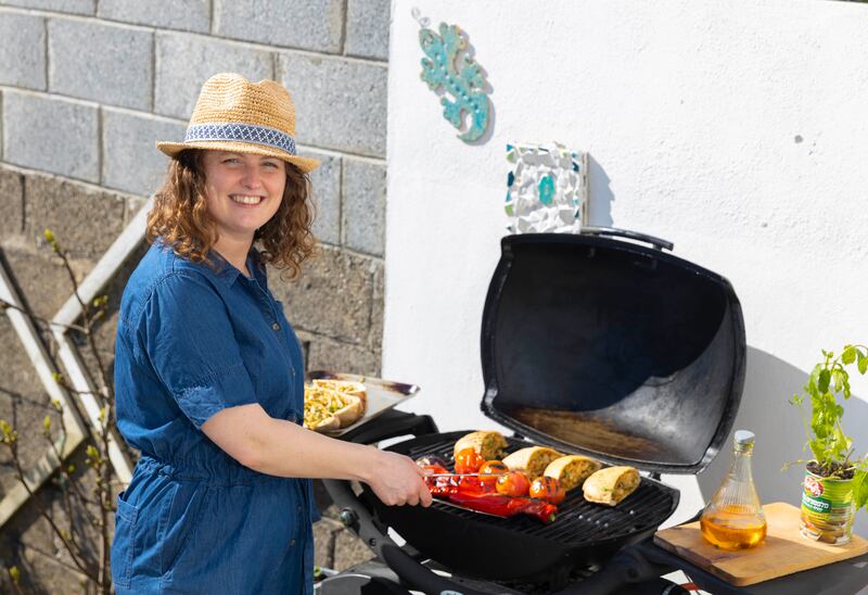Nicola Crowley  making a vegan barbecue feast. Photograph: Patrick Browne