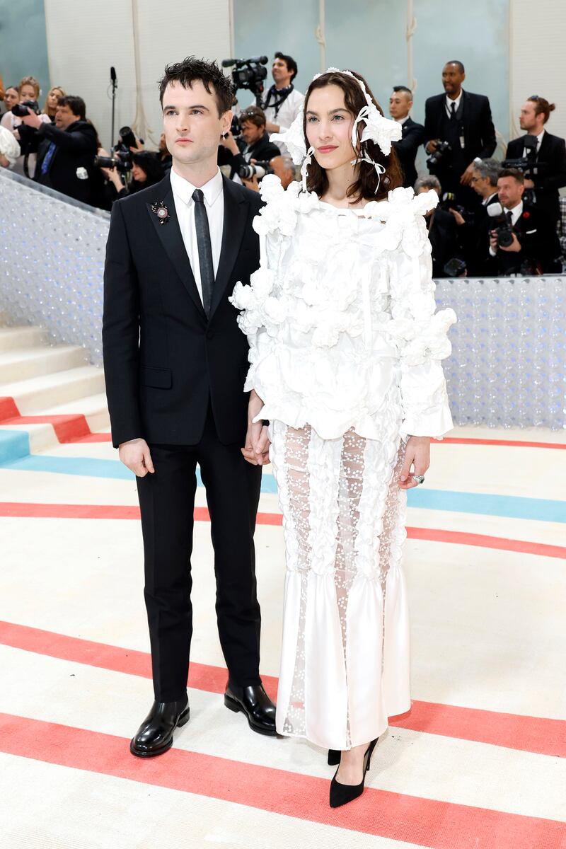 Tom Sturridge and Alexa Chung at The Metropolitan Museum of Art in New York City. Photograph:  Mike Coppola/Getty Images