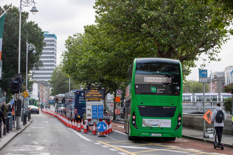 A view of the new traffic regulations on Bachelors Walk, Dublin on Monday. Photograph: Tom Honan