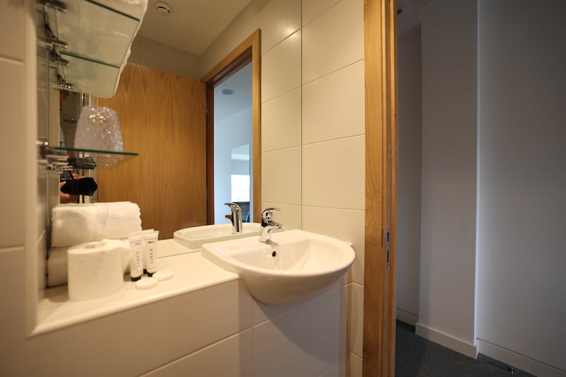 Bathroom. Trinity College Dublin's Printing House Square student accommodation for tourists. Photograph: Nick Bradshaw