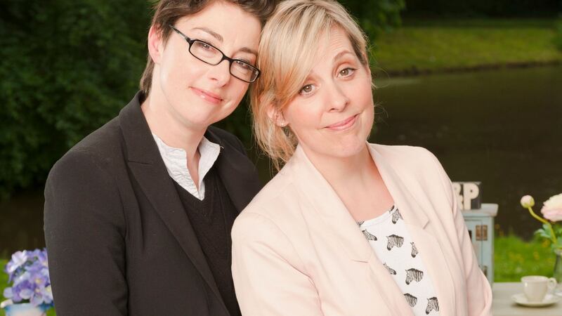Former presenters Sue Perkins and  Mel Giedroyc.  Photographer: Amanda Searle