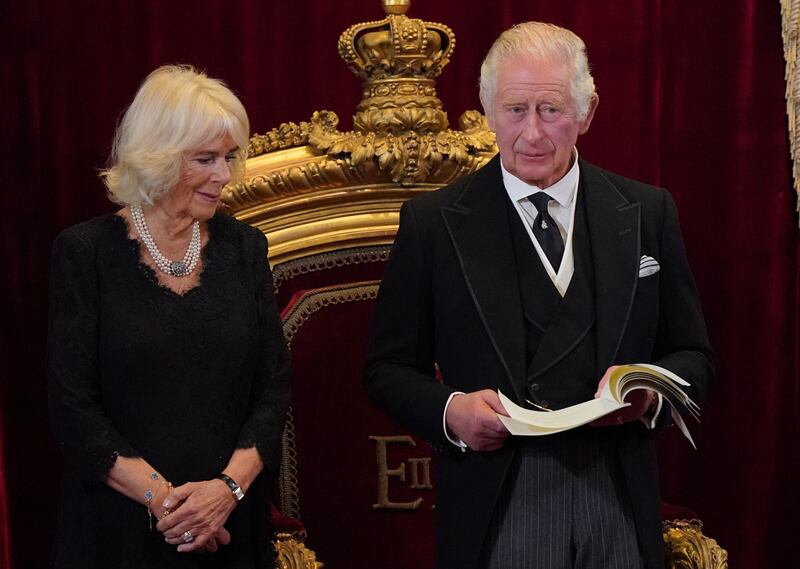 Charles became king immediately after his mother’s death but was officially proclaimed the new British monarch at a ceremony on Saturday. Photograph: Jonathan Brady/PA