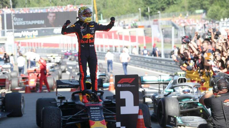 Red Bull Racing’s Max Verstappen celebrates winning the Austrian Formula One Grand Prix in Spielberg. Photo: Georg Hochmuth/Getty Images