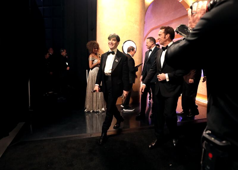 Cillian Murphy enters the backstage area at the Academy Awards in the Dolby Theatre, Hollywood. Photograph: Photo by Al Seib/AMPAS/Getty Images
