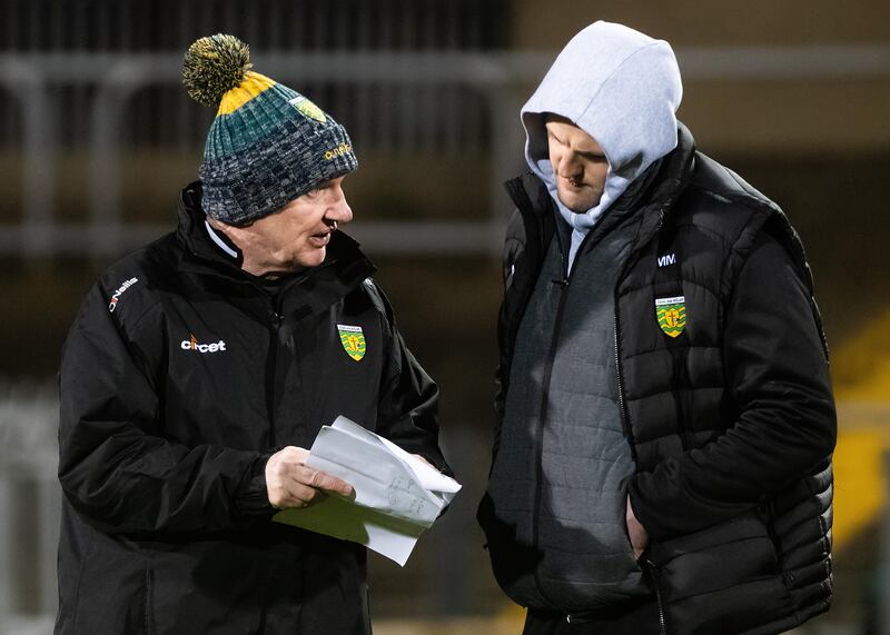 Declan Bonner with Michael Murphy. 'Michael was a colossal player and the complete package,' says Bonner. Photograph: Evan Logan/Inpho