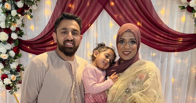 Akeel Nanabawa, his wife Hannaa and their four-year-old daughter Sara. The family from Gloucester died in the crash. Photograph: Family handout/BBC/PA