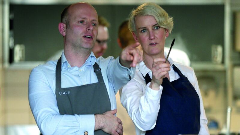 Catherine Cleary  with Alain Kerloc’h, co-owner of Ox restaurant, Belfast.