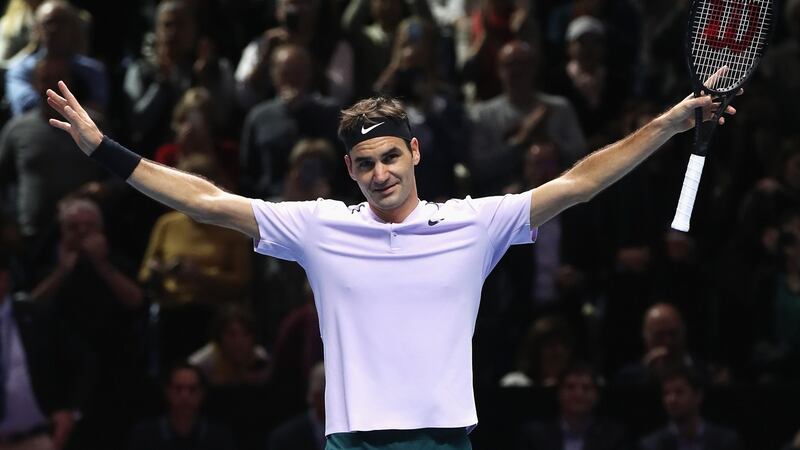 Roger Federer is in action at the ATP World Tour Finals at the  O2 Arena  in London. Photograph: Julian Finney/Getty Images