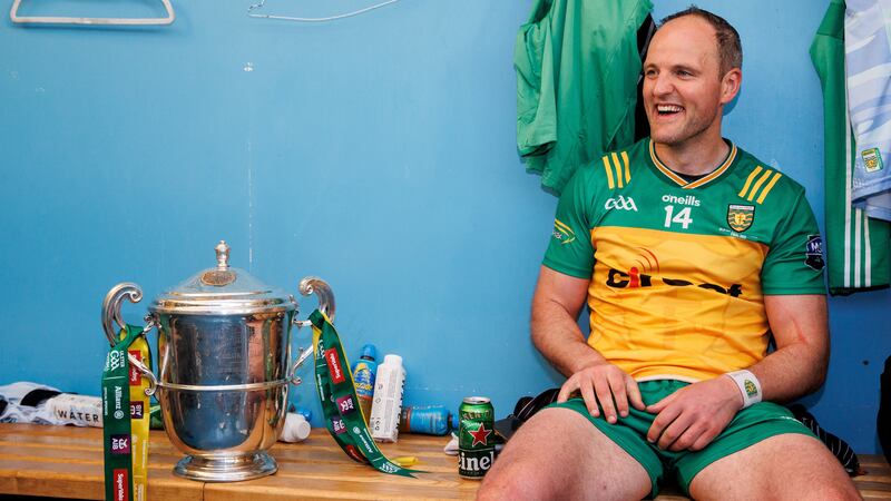Michael Murphy with the Anglo-Celt Cup after Donegal's Ulster final win over Armagh. Photograph: Ben Brady/Inpho