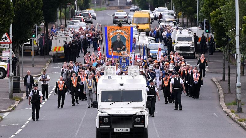 Crumlin Road, Belfast: The city  staged the biggest of the many Orange Order celebrations held across Northern Ireland, with thousands marching  and many more lining the streets. Photograph: Clodagh Kilcoyne