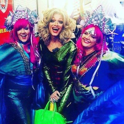 Lorna Markey Hennessy with her friend Nicola Freyne and Panti Bliss at the Sydney Mardi Gras in 2016.