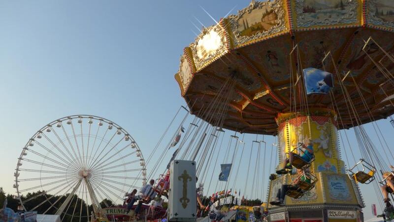A traditional carousel at the 714th annual Stoppelmarkt, which draws 800,000 people in six days to the northwestern German town of Vechta. Photograph: Derek Scally