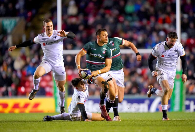 Leicester Tigers' Handre Pollard in action against the Ospreys in their Champions Cup pool encounter at Welford Road. Photograph: PA