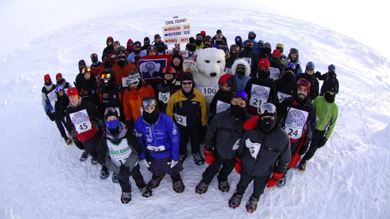 Some of the participants of the North Pole marathon. Photograph: Mike King