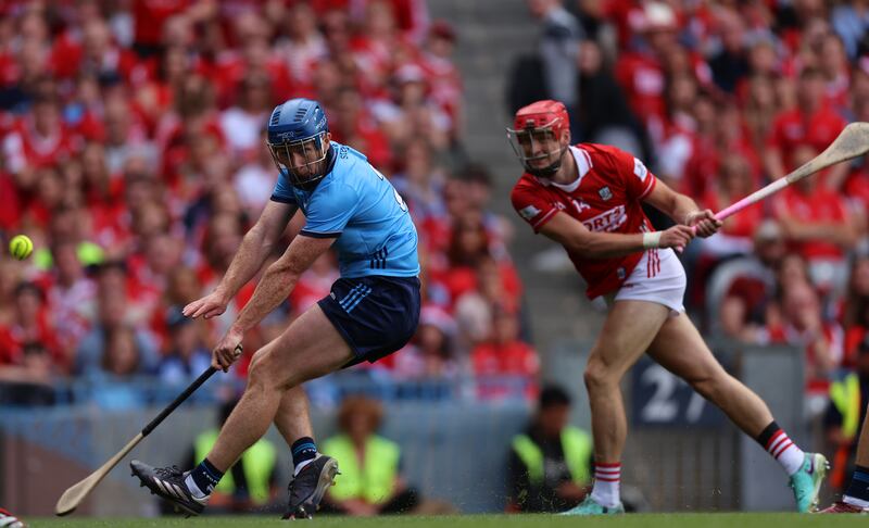 Alan Connolly scores a goal for Cork. Photograph: Leah Scholes/Inpho
