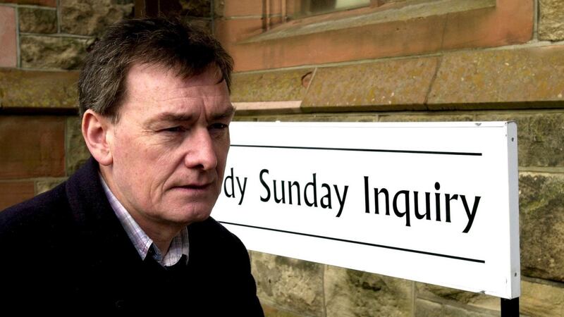 Denis Bradley  at the Saville inquiry in Derry, 2000. Photograph: Trevor McBride