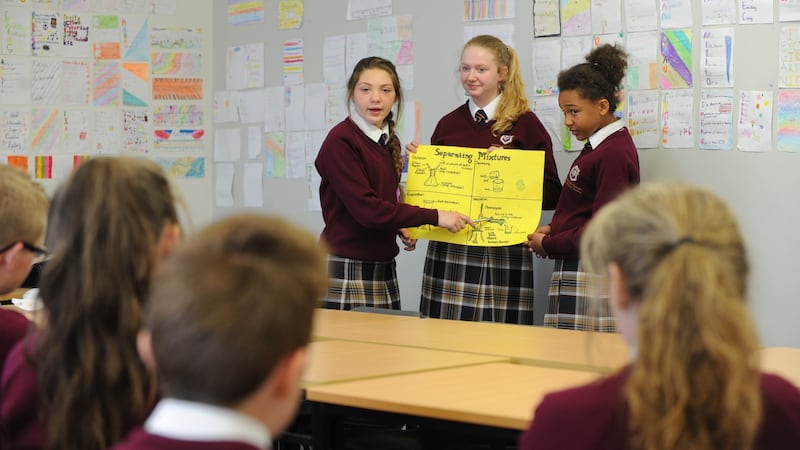 Students taking part in group work as part of the new junior cycle.