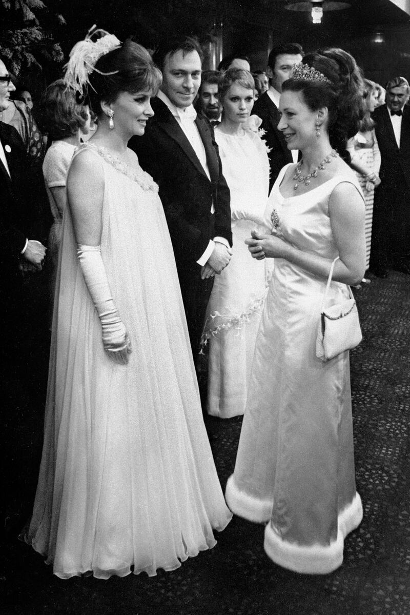 Princess Margaret meeting Italian actress Gina Lollobrigida at the The Taming of the Shrew in 1967. Photograph: PA