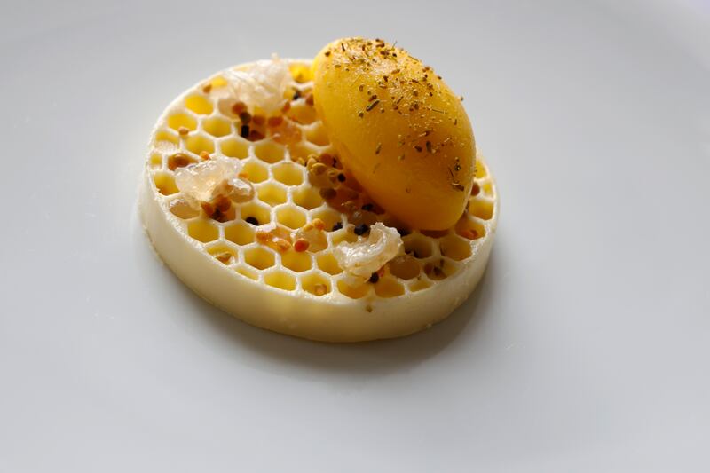 Mousse of Mount Juliet Estate Honey and Waterford whiskey with mandarin sorbet.  Photograph Nick Bradshaw/The Irish Times
