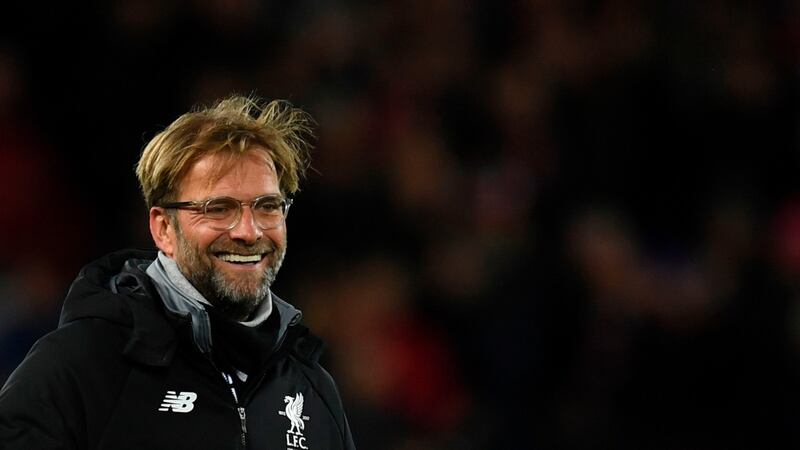 Jürgen Klopp is the only manager in Liverpool’s history to win his first three derbies. Photograph: Paul Ellis/AFP/Getty Images