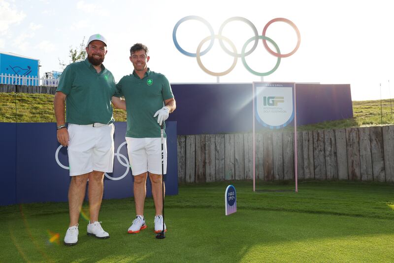 Shane Lowry and Rory McIlroy of Team Ireland. Photograph: Andrew Redington/Getty