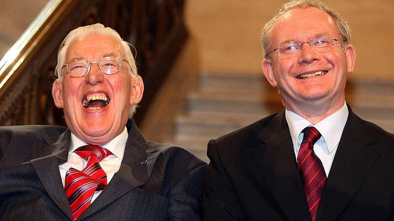 Former first minister and deputy first minister Ian Paisley and Martin McGuinness in 2007. Photograph: Paul Faith/AFP/Getty Images