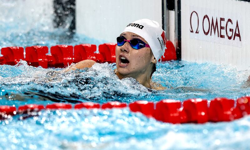Hong Kong's Siobhan Haughey after the 100m freestyle final. Photograph: Ryan Byrne/Inpho