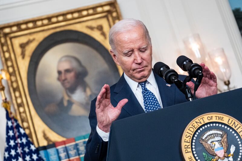 US president Joe Biden discusses a report into his handling of classified documents in February. Photograph: Pete Marovich/New York Times       
