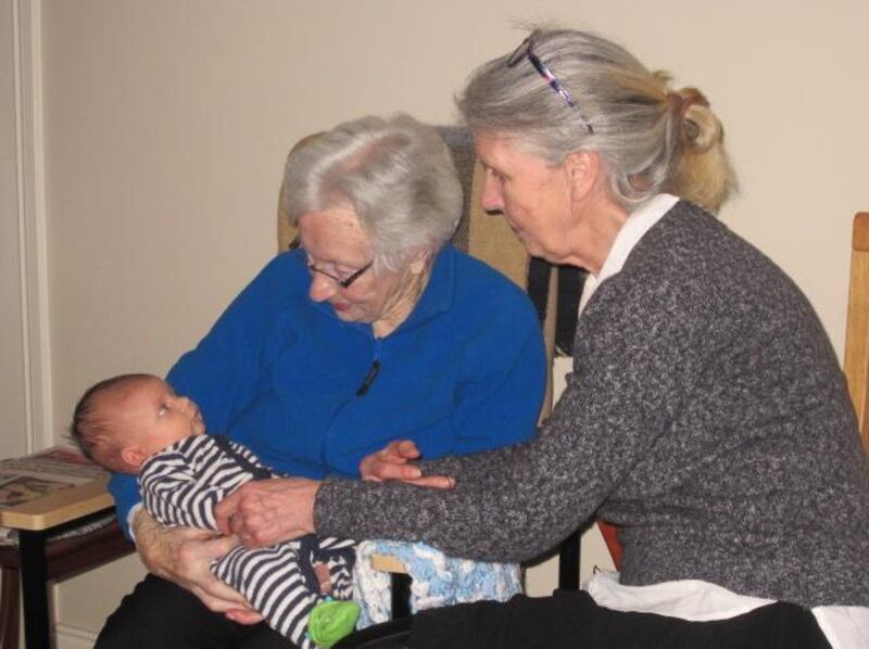 Lily, Mary Fletcher Burke, great grandson Finn